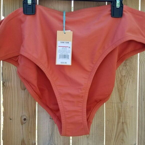 Women's Swimsuit Bikini Bottom Plus Sz 16W/18W 1X Kona Sol Rust Orange - Picture 3 of 6